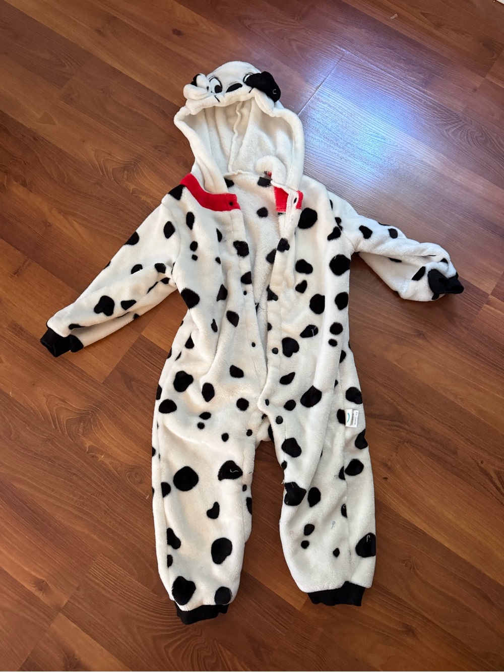 Kids Dalmatian Hooded One-Piece Romper - White with Black Spots